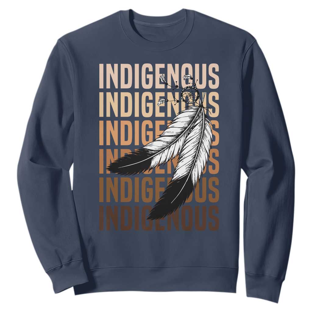 Indigenous Pride Sweatshirt Native American Heritage Feathers Dreamcatcher TS11 Navy Print Your Wear