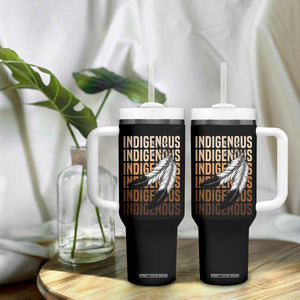 Indigenous Pride Tumbler With Handle Native American Heritage Feathers Dreamcatcher TS11 Print Your Wear