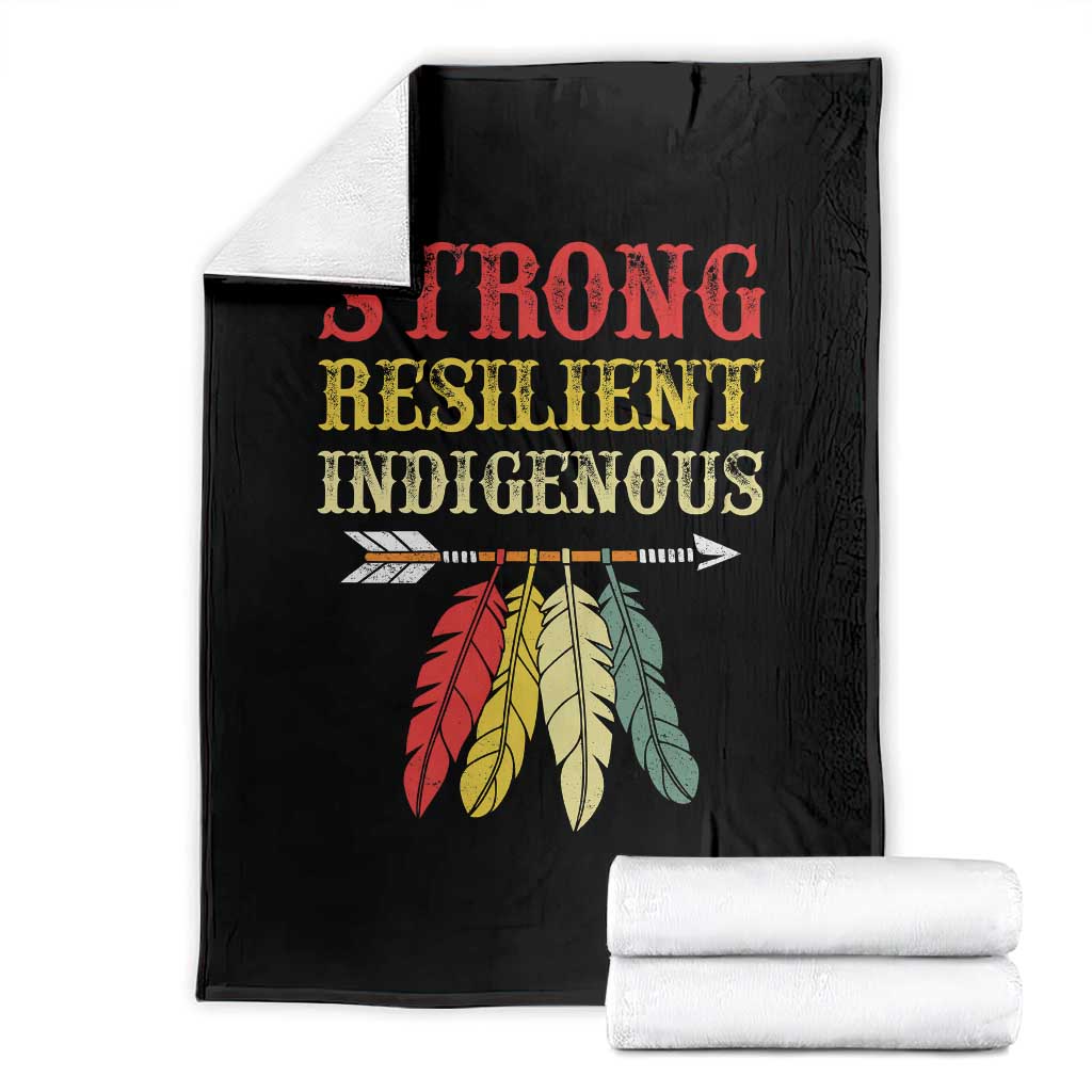 Native American Strong Resilient Indigenous Throw Blanket Retro Vintage Feathers TS11 Black Print Your Wear