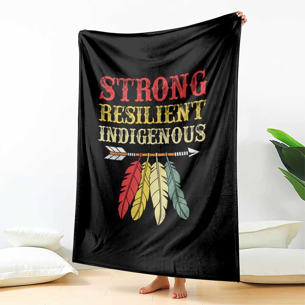 Native American Strong Resilient Indigenous Throw Blanket Retro Vintage Feathers TS11 Print Your Wear