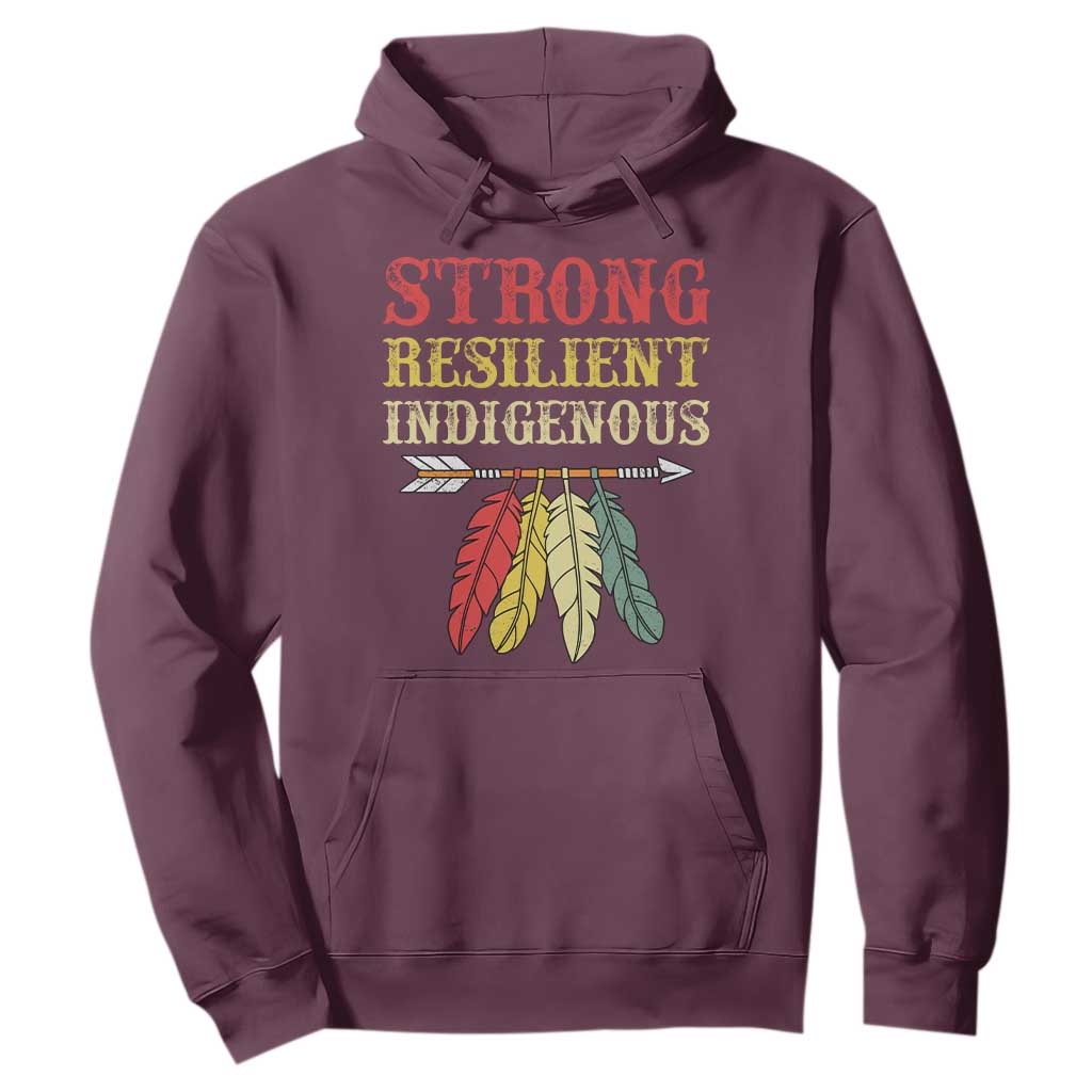 Native American Strong Resilient Indigenous Hoodie Retro Vintage Feathers TS11 Maroon Print Your Wear