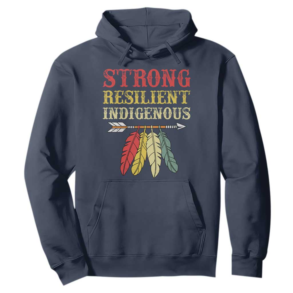 Native American Strong Resilient Indigenous Hoodie Retro Vintage Feathers TS11 Navy Print Your Wear