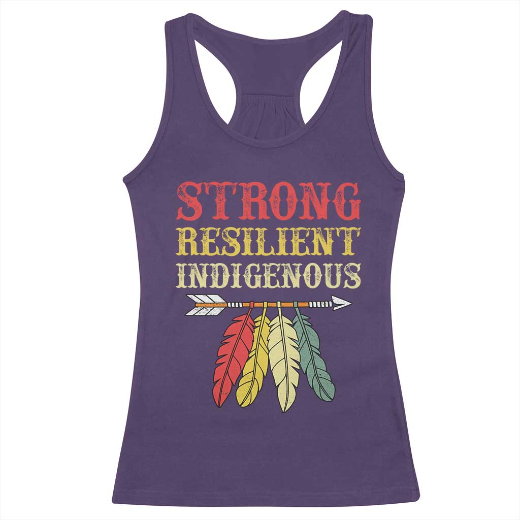 Native American Strong Resilient Indigenous Racerback Tank Top Retro Vintage Feathers TS11 Purple Print Your Wear