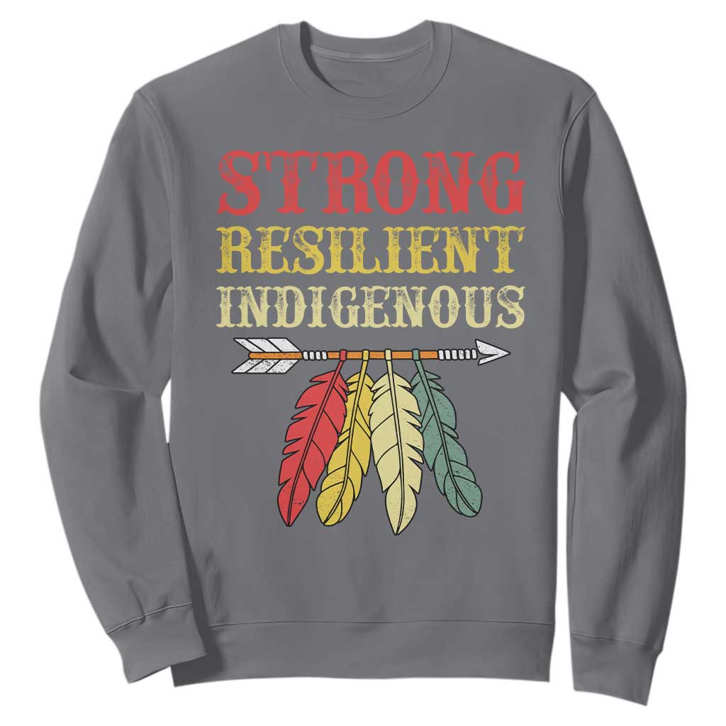 Native American Strong Resilient Indigenous Sweatshirt Retro Vintage Feathers TS11 Charcoal Print Your Wear