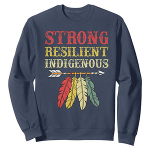 Native American Strong Resilient Indigenous Sweatshirt Retro Vintage Feathers TS11 Navy Print Your Wear