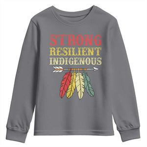 Native American Strong Resilient Indigenous Youth Sweatshirt Retro Vintage Feathers TS11 Charcoal Print Your Wear