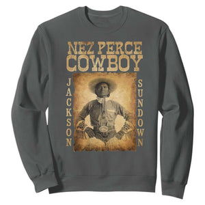 Nez Perce Cowboy Jackson Sundown Sweatshirt Native American Cowboy Western Country TS11 Dark Heather Print Your Wear