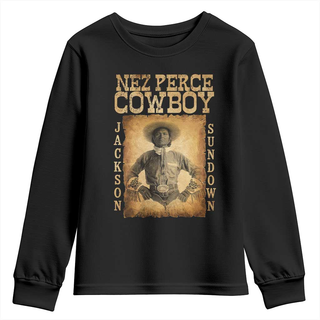 Nez Perce Cowboy Jackson Sundown Youth Sweatshirt Native American Cowboy Western Country TS11 Black Print Your Wear