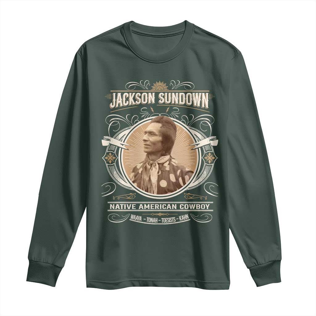 Jackson Sundown Long Sleeve Shirt Native American Cowboy Western Country TS11 Dark Forest Green Print Your Wear