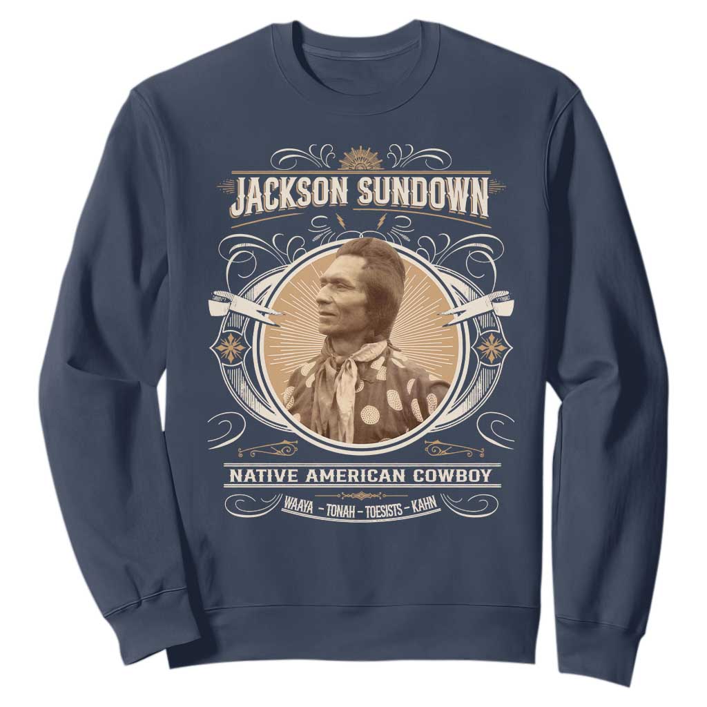 Jackson Sundown Sweatshirt Native American Cowboy Western Country TS11 Navy Print Your Wear