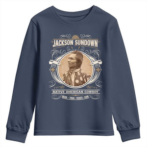 Jackson Sundown Youth Sweatshirt Native American Cowboy Western Country TS11 Navy Print Your Wear