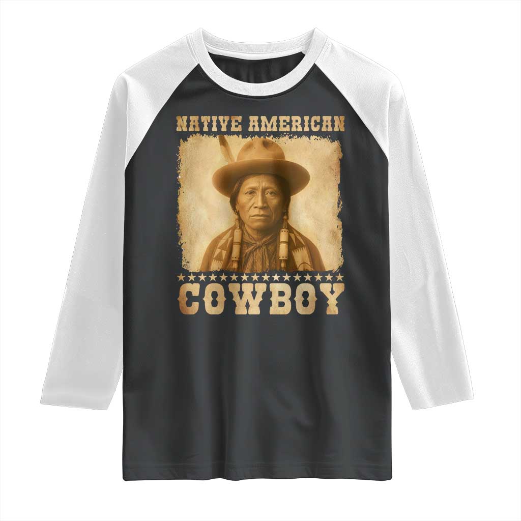 Native American Cowboy Raglan Shirt Vintage Western Country Portrait TS11 Black White Print Your Wear