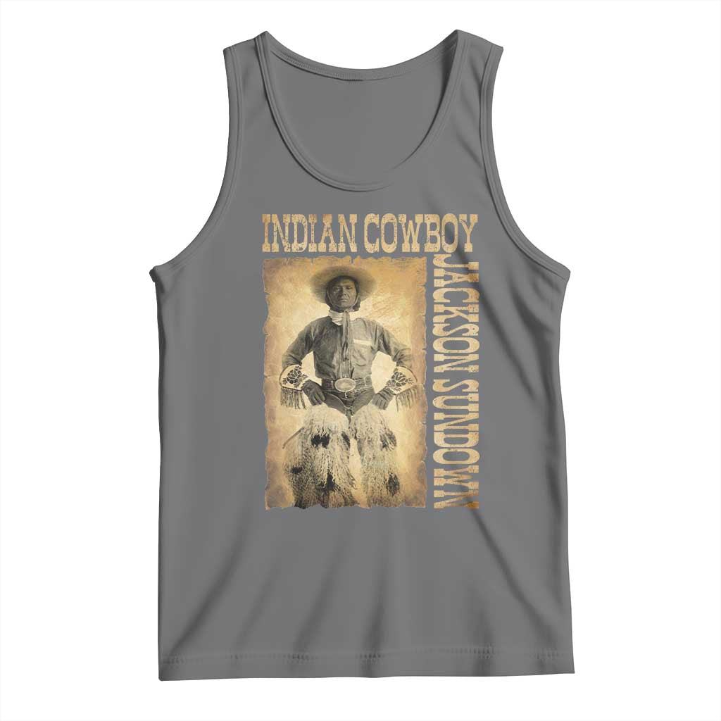 Jackson Sundown Tank Top Native American Cowboy Vintage Western TS11 Black Heather Print Your Wear