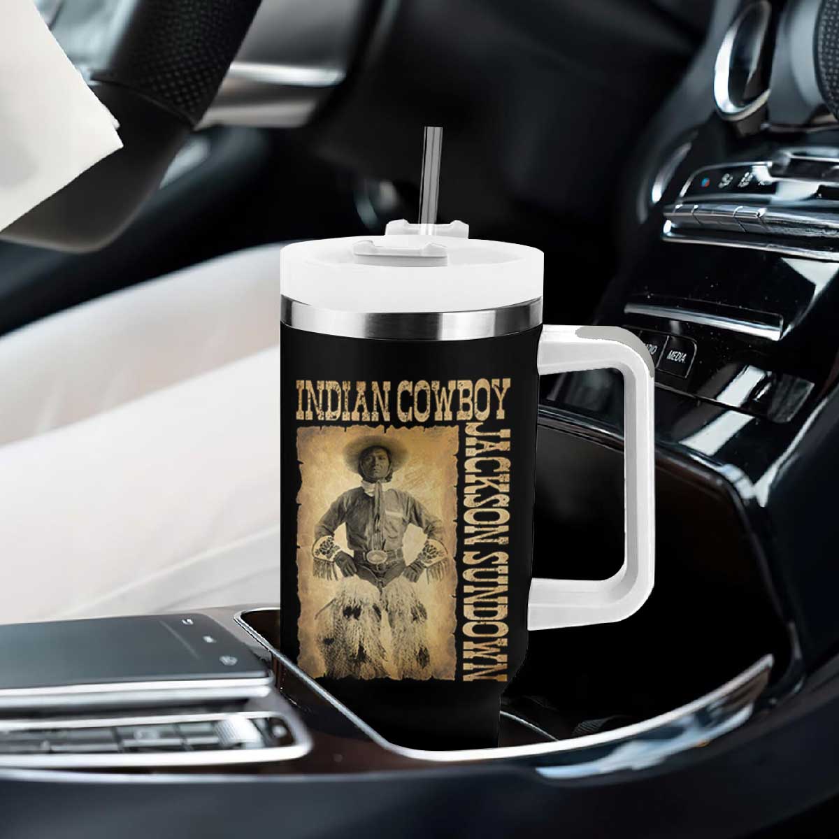 Jackson Sundown Tumbler With Handle Native American Cowboy Vintage Western TS11 Print Your Wear