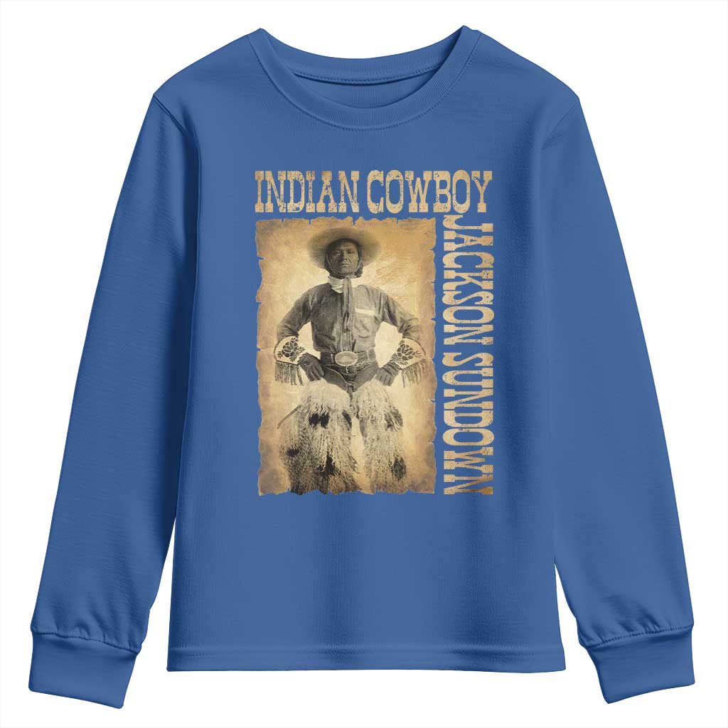 Jackson Sundown Youth Sweatshirt Native American Cowboy Vintage Western TS11 Royal Blue Print Your Wear
