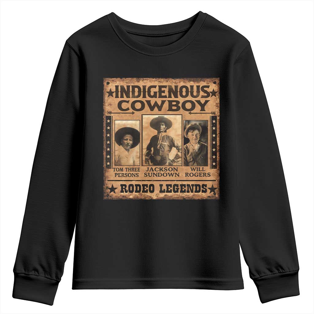 Native American Cowboy Rodeo Legends Youth Sweatshirt Vintage Western Country Cowboy TS11 Black Print Your Wear