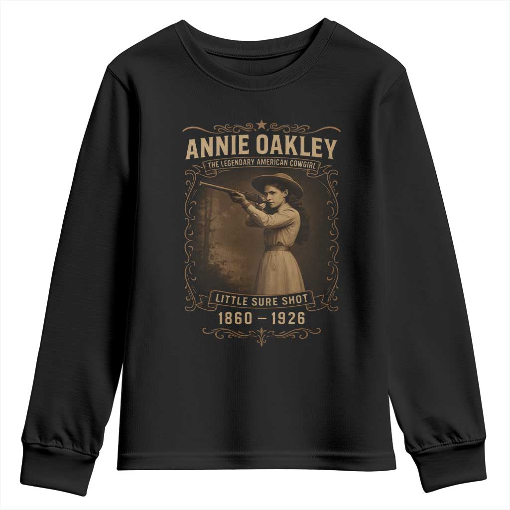 Annie Oakley Youth Sweatshirt Little Sure Shot The Legendary American Cowgirl TS11 Black Print Your Wear