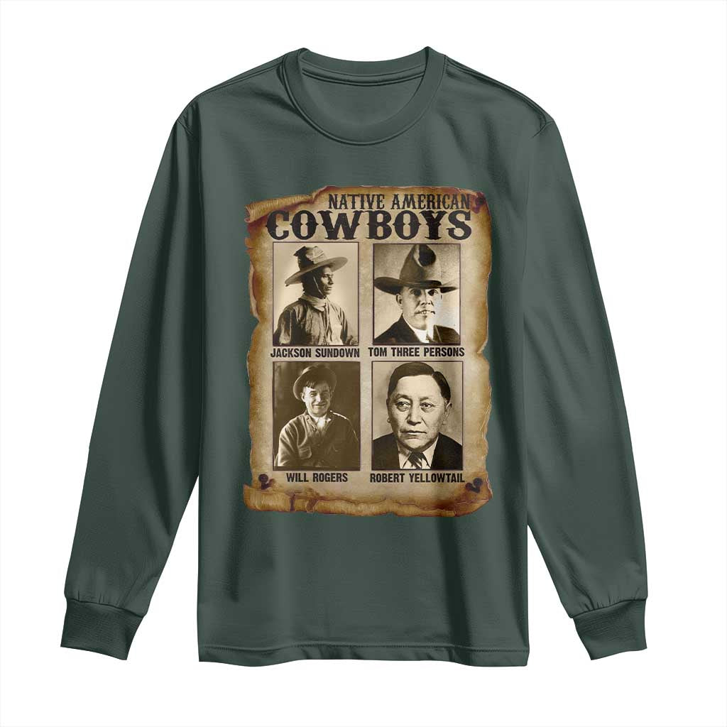 Native American Cowboy Legends Long Sleeve Shirt Vintage Western Rodeo TS11 Dark Forest Green Print Your Wear