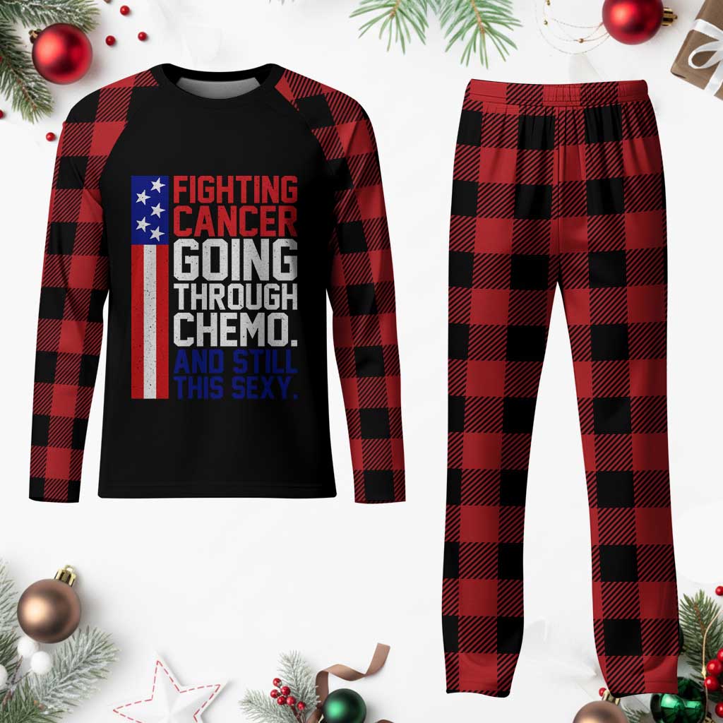 Fighting Cancer Going Through Chemo And Still This Sexy Plaid Pajama Set Vintage American Flag