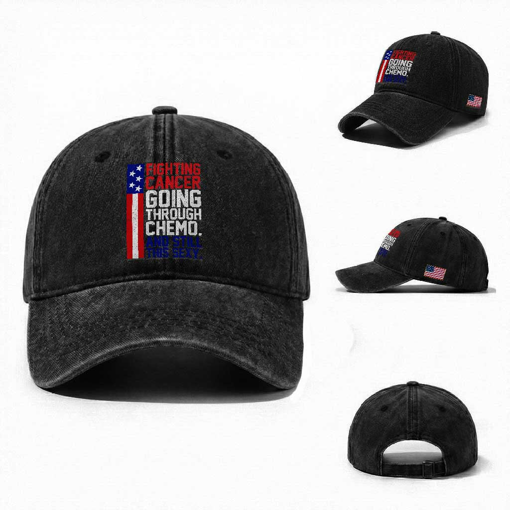 Fighting Cancer Going Through Chemo And Still This Sexy Washed Cotton Baseball Cap Vintage American Flag
