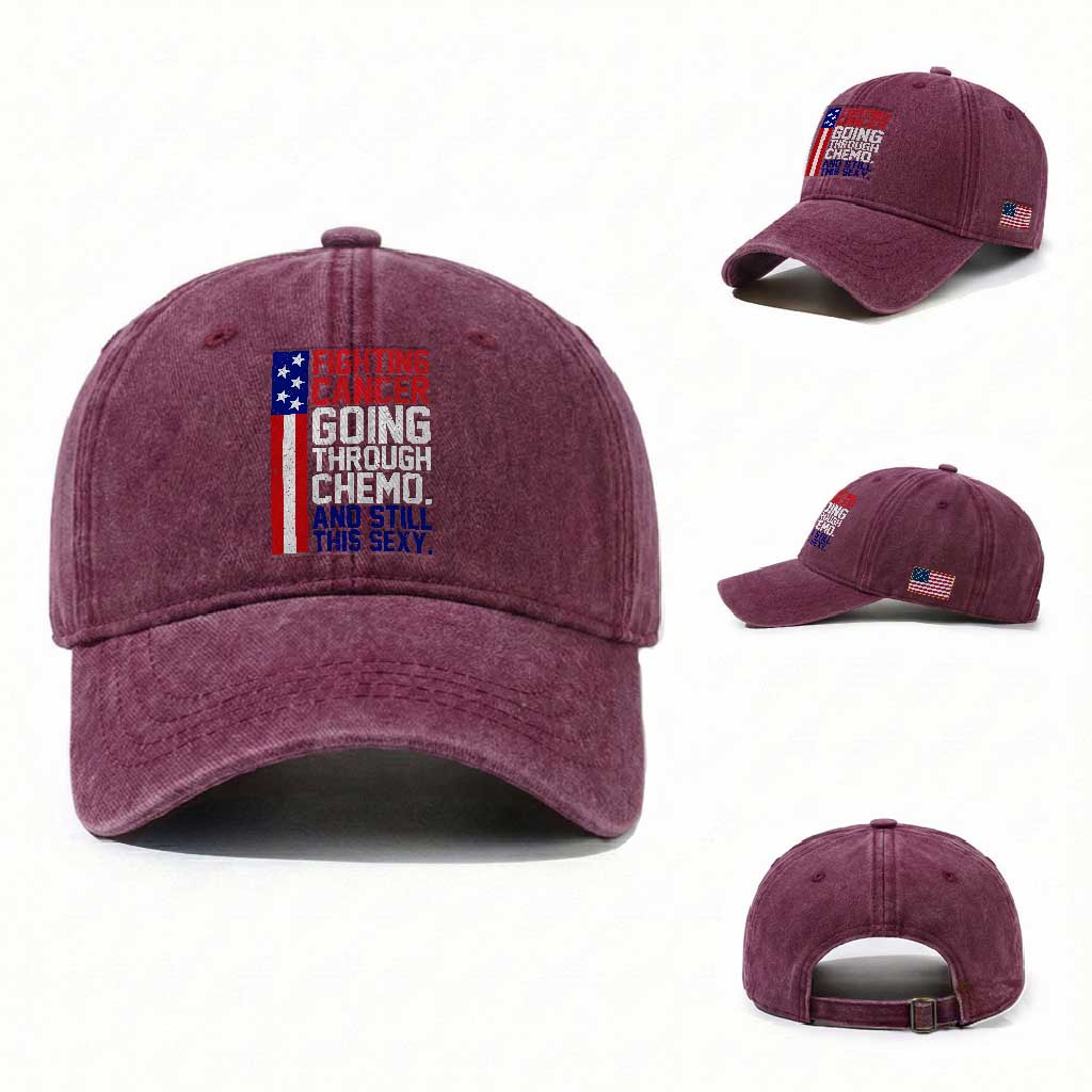 Fighting Cancer Going Through Chemo And Still This Sexy Washed Cotton Baseball Cap Vintage American Flag