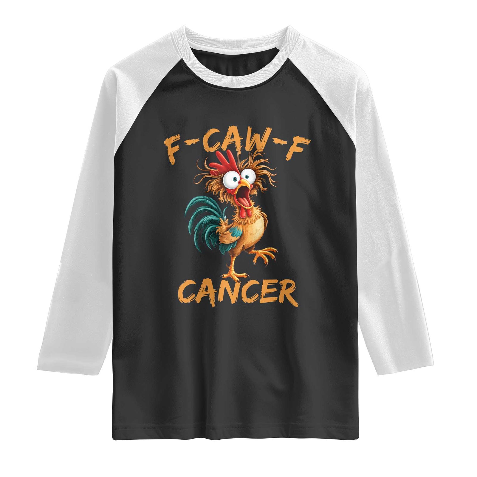 F Caw F Cancer Rooster Raglan Shirt Cancer Fighter Chemo Patient Gift Chicken Meme