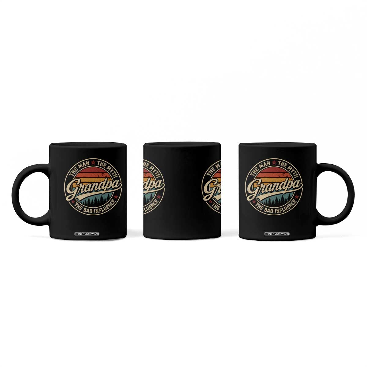 Grandpa The Man The Myth The Bad Influence Coffee Mug Retro Forest Father's Day TS11 Print Your Wear