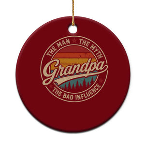 Grandpa The Man The Myth The Bad Influence Ceramic Ornament Retro Forest Father's Day TS11 1pc Red Print Your Wear