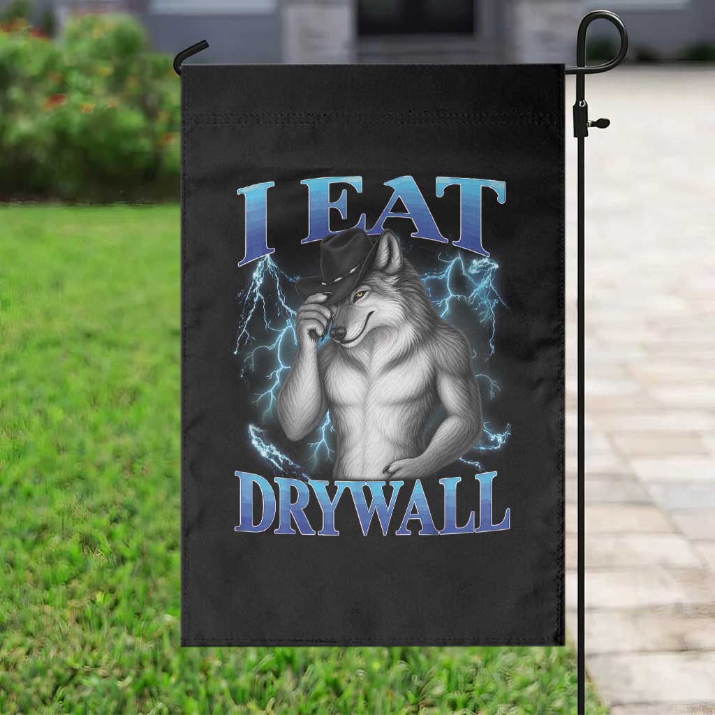 I Eat Drywall Funny Alpha Wolf Garden Flag Stupid Brainrot Meme Edging Werewolf Boootleg Graphic TS11 Print Your Wear
