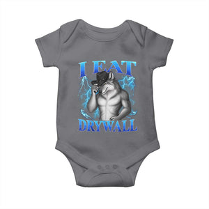 I Eat Drywall Funny Alpha Wolf Baby Onesie Stupid Brainrot Meme Edging Werewolf Boootleg Graphic TS11 Charcoal Print Your Wear