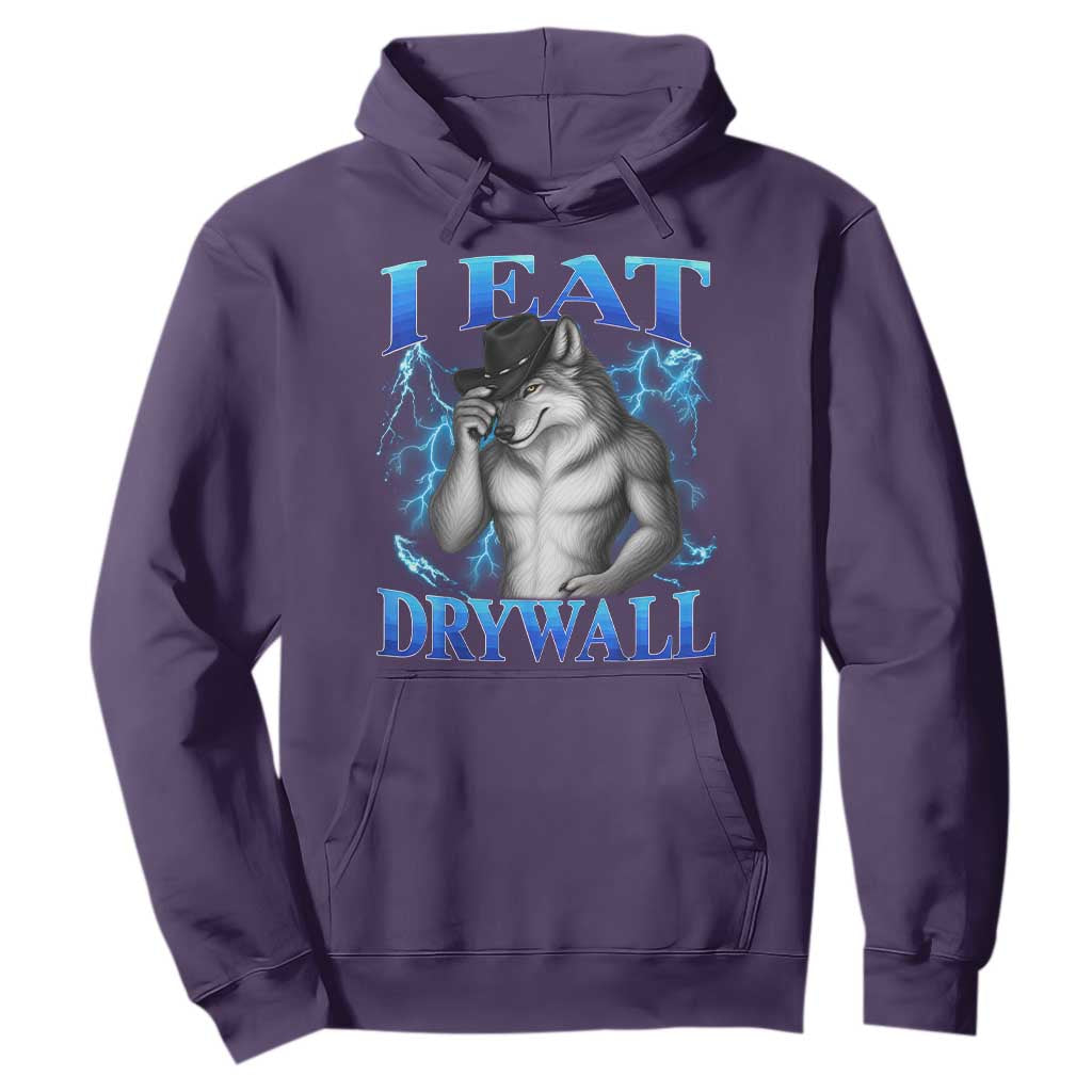 I Eat Drywall Funny Alpha Wolf Hoodie Stupid Brainrot Meme Edging Werewolf Boootleg Graphic TS11 Purple Print Your Wear