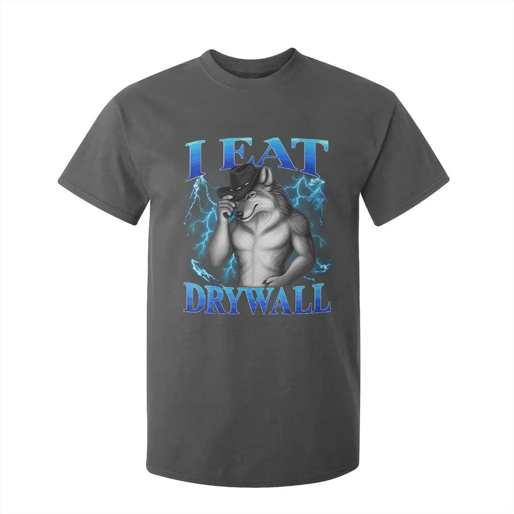 I Eat Drywall Funny Alpha Wolf T Shirt For Kid Stupid Brainrot Meme Edging Werewolf Boootleg Graphic TS11 Dark Heather Print Your Wear