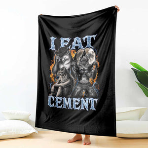 I Eat Cement Funny Alpha Wolf Meme Throw Blanket Stupid Brainrot Meme Edging Werewolf Boootleg Graphic TS11 Print Your Wear