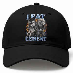 I Eat Cement Funny Alpha Wolf Meme Baseball Cap Stupid Brainrot Meme Edging Werewolf Boootleg Graphic TS11 Print Your Wear
