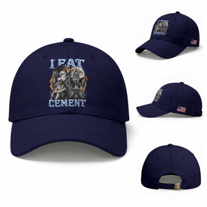 I Eat Cement Funny Alpha Wolf Meme Baseball Cap Stupid Brainrot Meme Edging Werewolf Boootleg Graphic TS11 Baseball Cap Universal Fit Dark Blue Print Your Wear