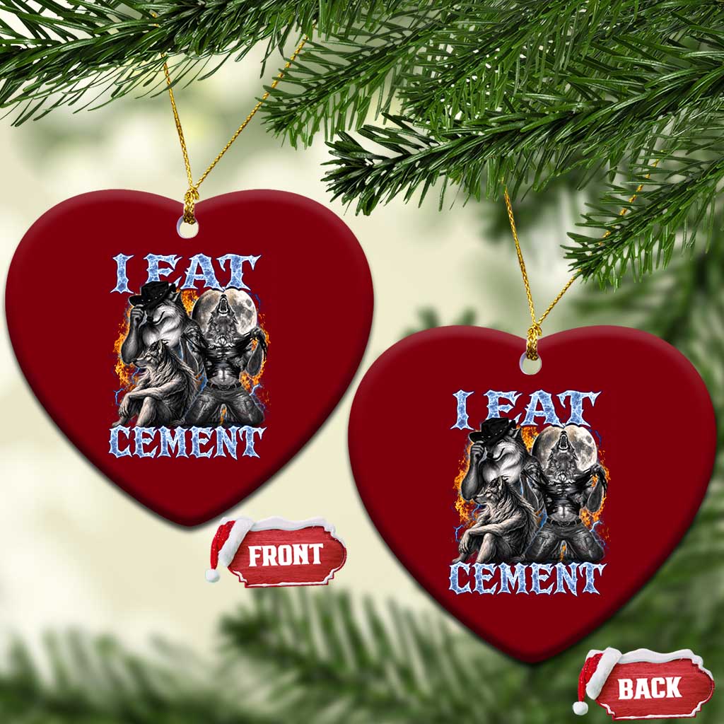 I Eat Cement Funny Alpha Wolf Meme Ceramic Ornament Stupid Brainrot Meme Edging Werewolf Boootleg Graphic TS11 Print Your Wear
