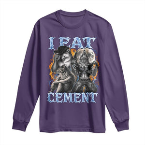 I Eat Cement Funny Alpha Wolf Meme Long Sleeve Shirt Stupid Brainrot Meme Edging Werewolf Boootleg Graphic TS11 Purple Print Your Wear