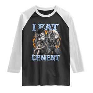 I Eat Cement Funny Alpha Wolf Meme Raglan Shirt Stupid Brainrot Meme Edging Werewolf Boootleg Graphic TS11 Black White Print Your Wear