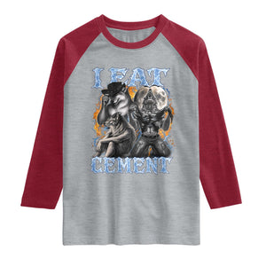 I Eat Cement Funny Alpha Wolf Meme Raglan Shirt Stupid Brainrot Meme Edging Werewolf Boootleg Graphic TS11 Heather Gray Heather Red Print Your Wear