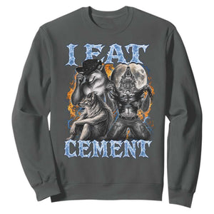 I Eat Cement Funny Alpha Wolf Meme Sweatshirt Stupid Brainrot Meme Edging Werewolf Boootleg Graphic TS11 Dark Heather Print Your Wear