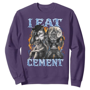 I Eat Cement Funny Alpha Wolf Meme Sweatshirt Stupid Brainrot Meme Edging Werewolf Boootleg Graphic TS11 Purple Print Your Wear