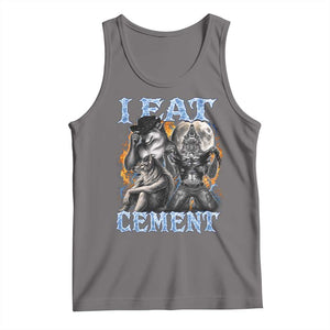 I Eat Cement Funny Alpha Wolf Meme Tank Top Stupid Brainrot Meme Edging Werewolf Boootleg Graphic TS11 Deep Heather Print Your Wear