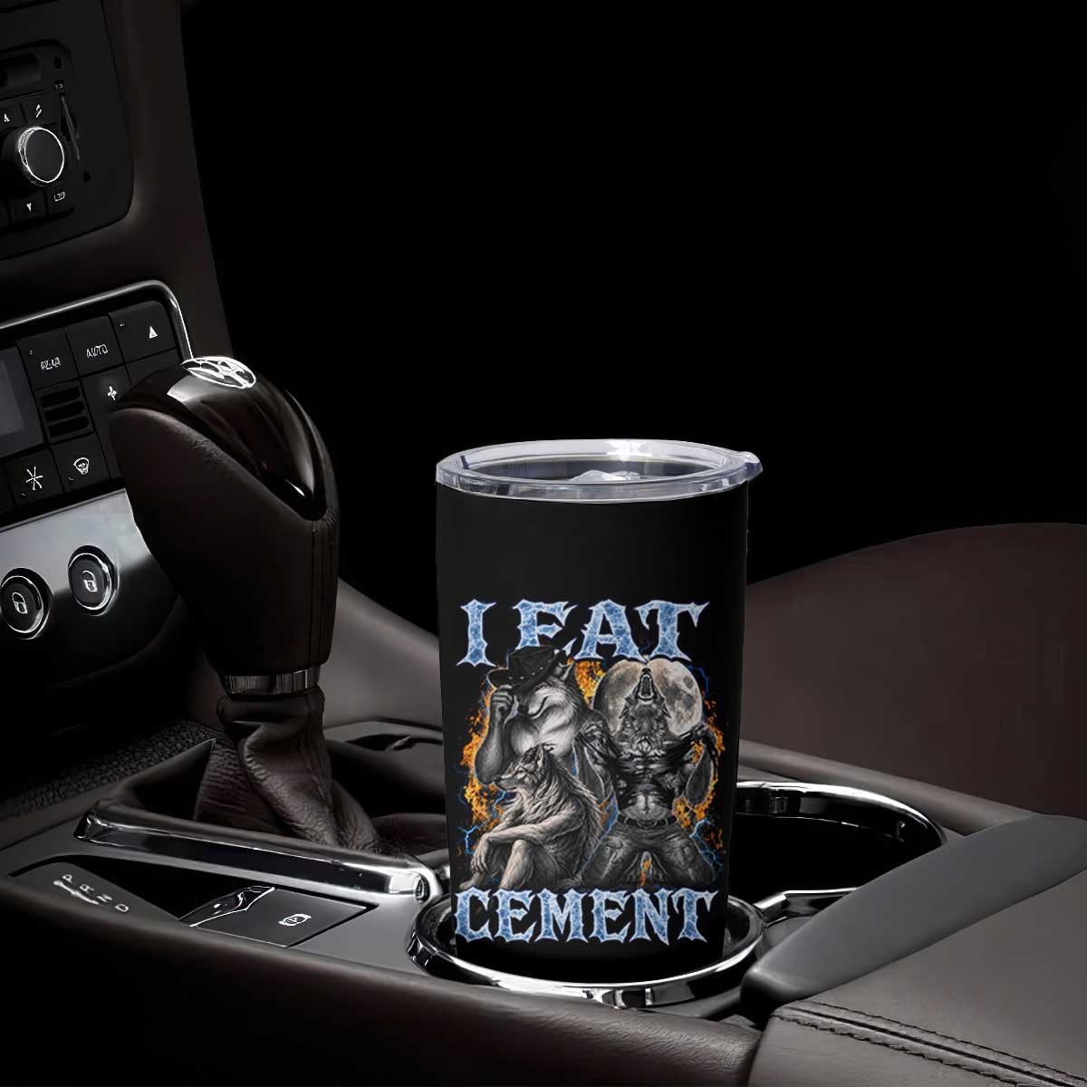 I Eat Cement Funny Alpha Wolf Meme Tumbler Cup Stupid Brainrot Meme Edging Werewolf Boootleg Graphic TS11 Print Your Wear