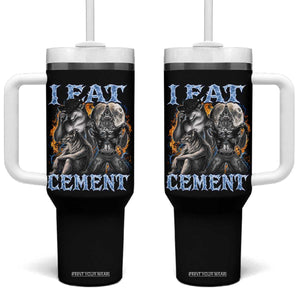 I Eat Cement Funny Alpha Wolf Meme Tumbler With Handle Stupid Brainrot Meme Edging Werewolf Boootleg Graphic TS11 One Size: 40 oz Black Print Your Wear