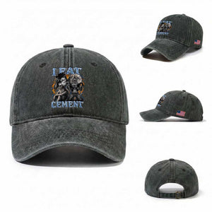 I Eat Cement Funny Alpha Wolf Meme Washed Cotton Baseball Cap Stupid Brainrot Meme Edging Werewolf Boootleg Graphic TS11 Washed Cap Universal Fit Dark Green Print Your Wear