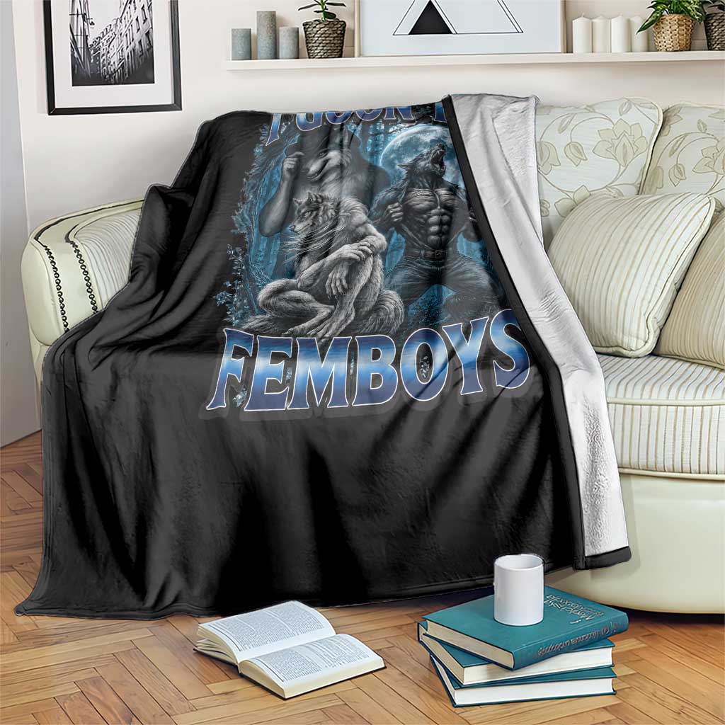 I Goon to Femboys Funny Edging Alpha Wolf Throw Blanket Stupid Brainrot Meme TS11 Print Your Wear