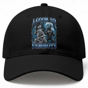 I Goon to Femboys Funny Edging Alpha Wolf Baseball Cap Stupid Brainrot Meme TS11 Print Your Wear