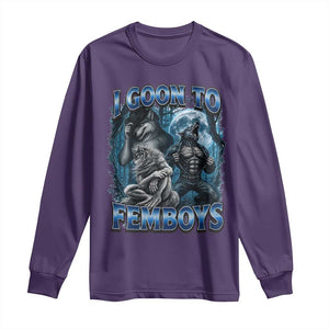 I Goon to Femboys Funny Edging Alpha Wolf Long Sleeve Shirt Stupid Brainrot Meme TS11 Purple Print Your Wear