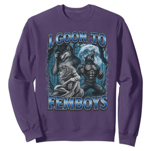 I Goon to Femboys Funny Edging Alpha Wolf Sweatshirt Stupid Brainrot Meme TS11 Purple Print Your Wear