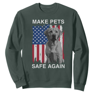 Trump Supporter Sweatshirt Make Pets Safe Again Dog Vintage American Flag TS11 Dark Forest Green Print Your Wear